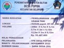 Harga Proyek Rabat Beton di Desa Popoh Melonjak, Kepala Desa Enggan Memberikan Penjelasan